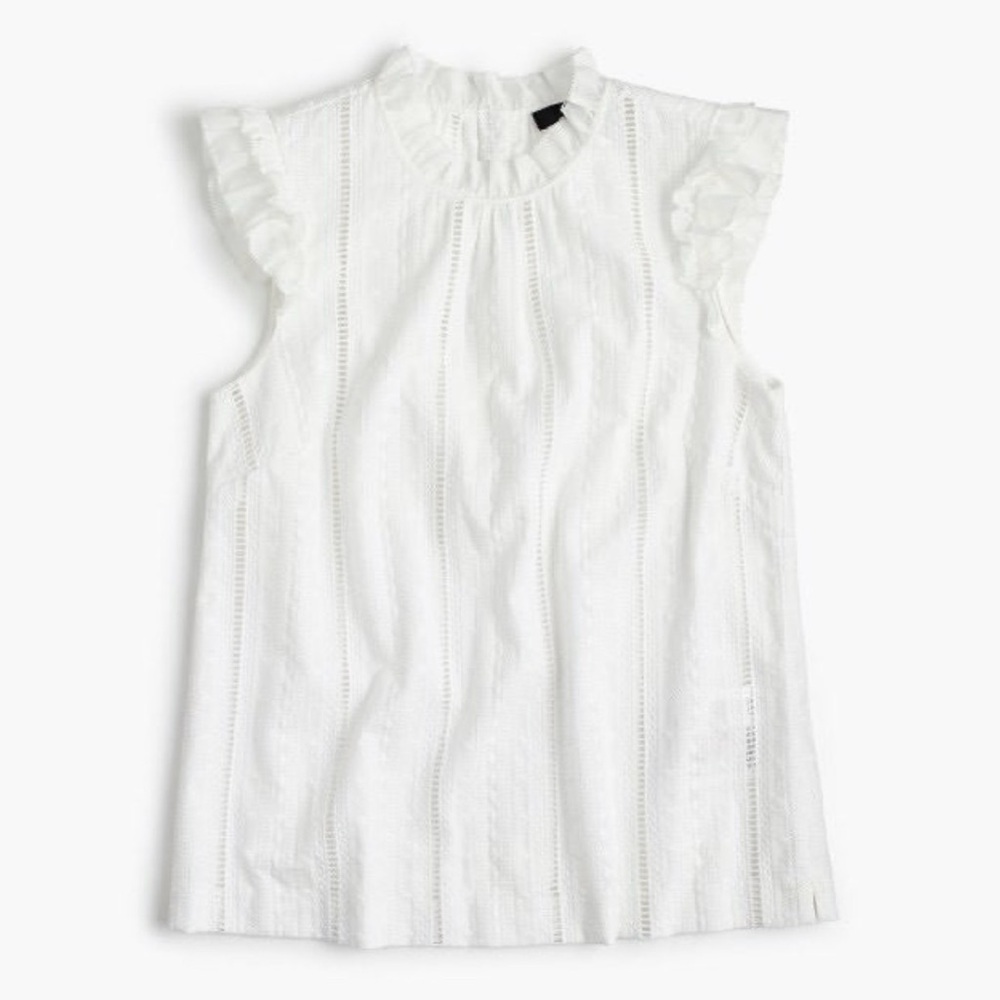 J. Crew White Ruffled Blouse